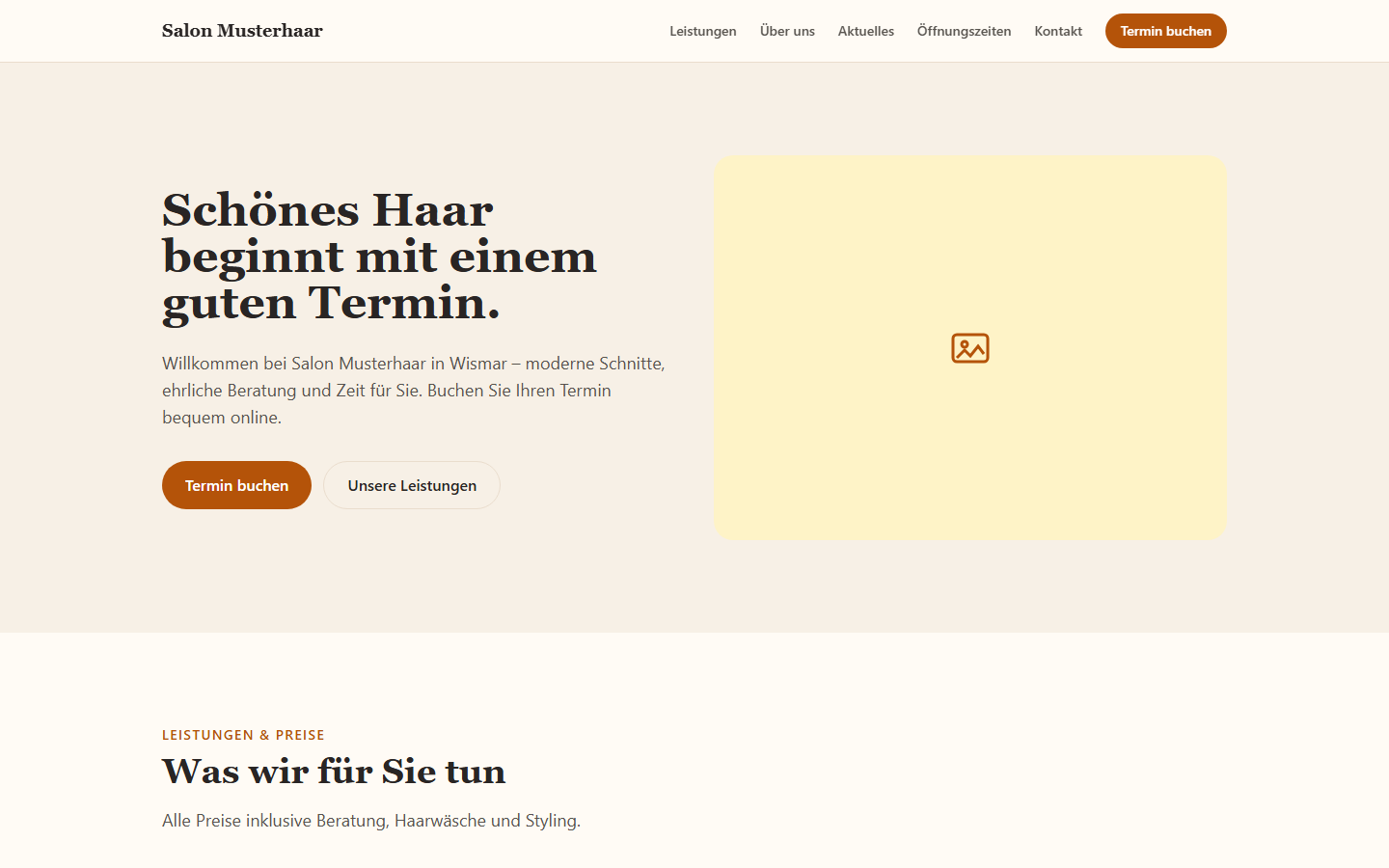 Beispiel: fertiger Website-Entwurf aus dem Tomax-Tech-Baukasten (Musterprojekt)